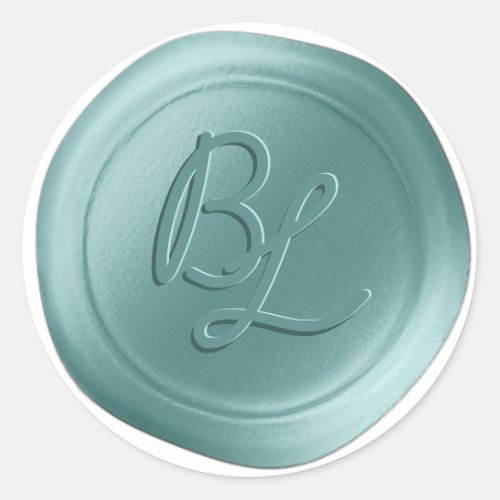 Ocean Aqua 2 Letter Monogram Wax Seal Stickers