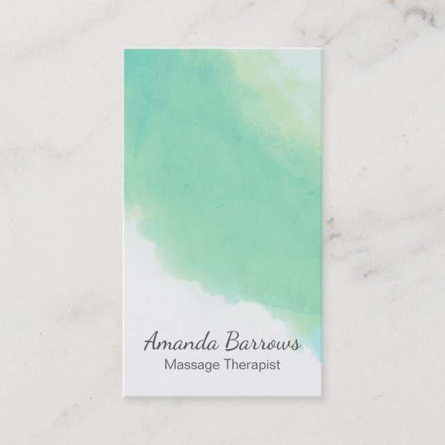 Ocean Aqua Blue Abstract Watercolor Business Card (Front)