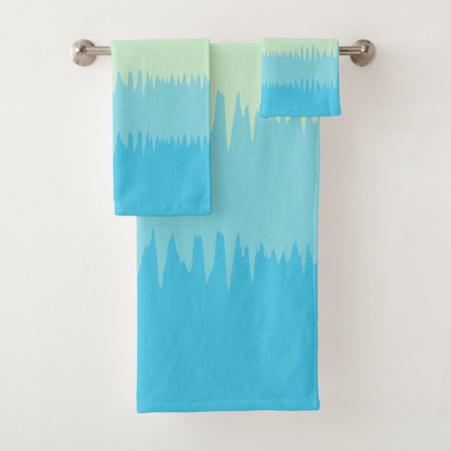 Ocean Aqua Blue Jade Beige Brown Cream   Bath Towel Set (Insitu)