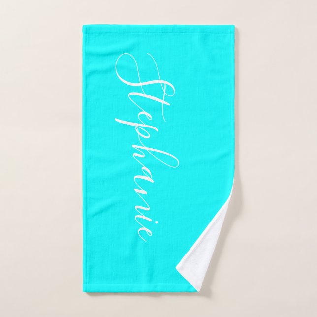 Ocean Aqua personalized monogram workout towel (Hand Towel)