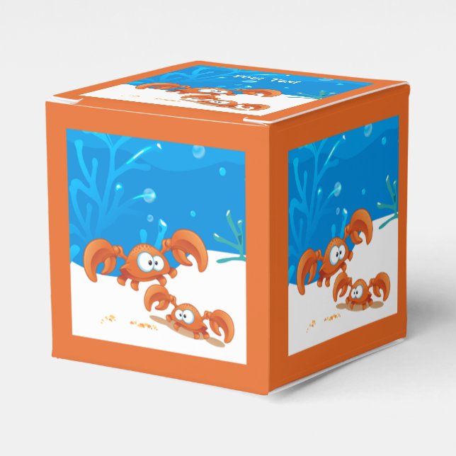 Ocean Aquatic Cute Crab Party Favor Box (Front Side)