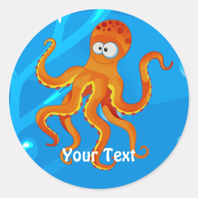 Ocean Aquatic Cute Octopus Custom Sticker (Front)