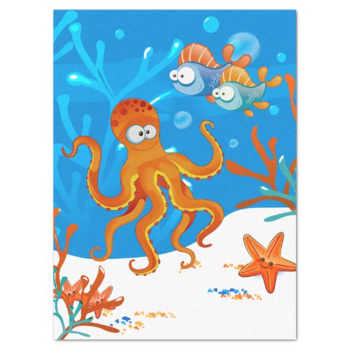 Ocean Aquatic Cute Octopus Fish Decoupage Tissue Paper