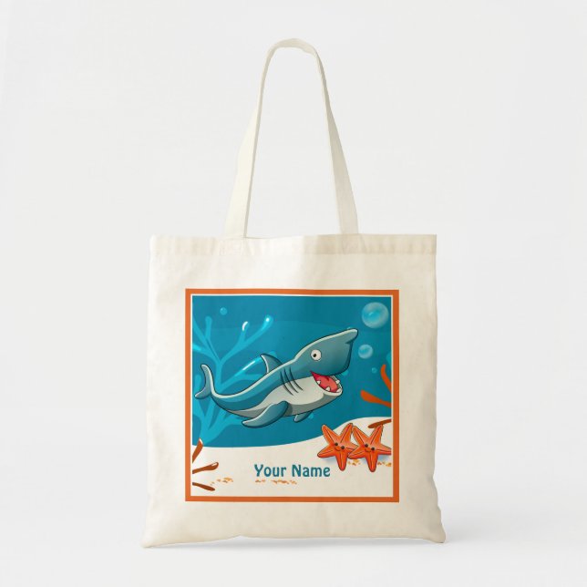 Ocean Aquatic Cute Shark Fish Custom Tote (Front)