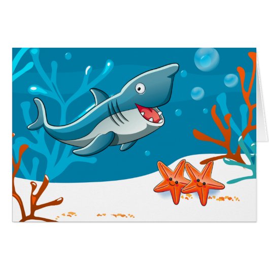 Ocean Aquatic Cute Shark Starfish Custom Cards (Front Horizontal)