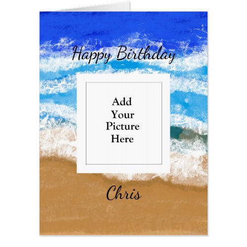 Ocean Art Happy Birthday Add Your Photo Jumbo   Card