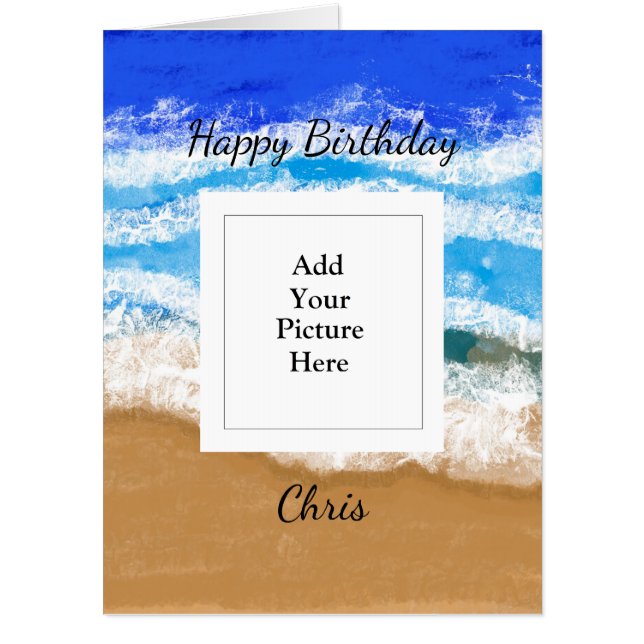 Ocean Art Happy Birthday Add Your Photo Jumbo   Card (Front)