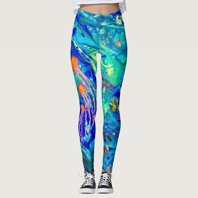Ocean art leggings, leggings (Front)