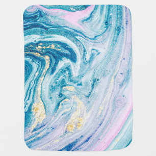 Ocean Art: Marble Agate Swirls. Baby Blanket