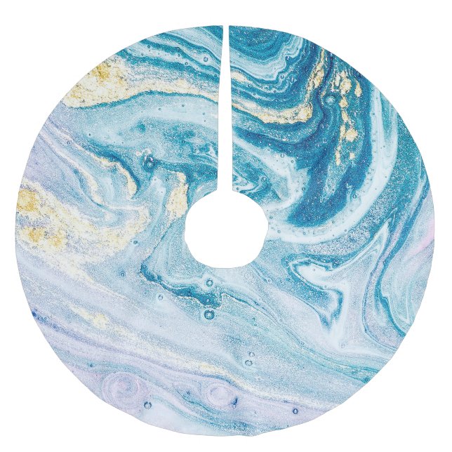 Ocean Art: Marble Agate Swirls. Brushed Polyester Tree Skirt (Front)