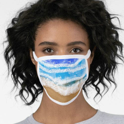 Ocean Art White Foamy Waves on a Sandy Beach  Face Mask