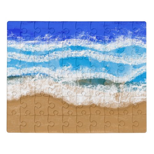 Ocean Art White Foamy Waves on a Sandy Beach  Jigsaw Puzzle