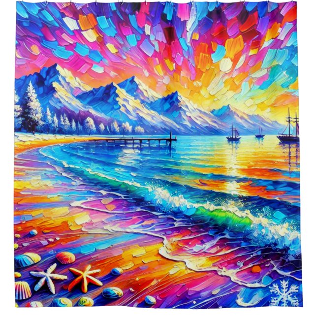 Ocean Artwork Shower Curtain (Front)