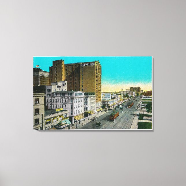 Ocean Avenue Looking East, Long Beach Canvas Print (Front)