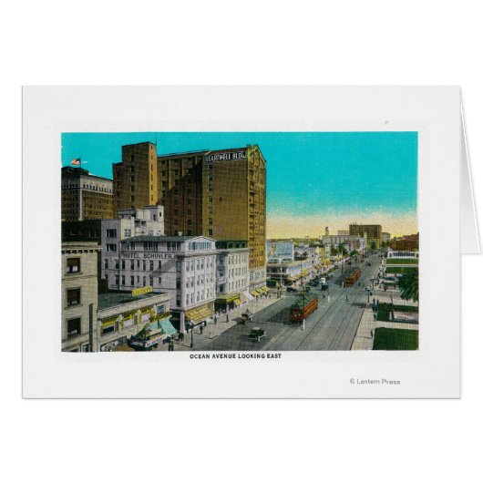 Ocean Avenue Looking East, Long Beach Cards (Front Horizontal)