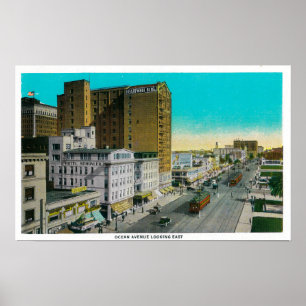 Ocean Avenue Looking East, Long Beach Poster