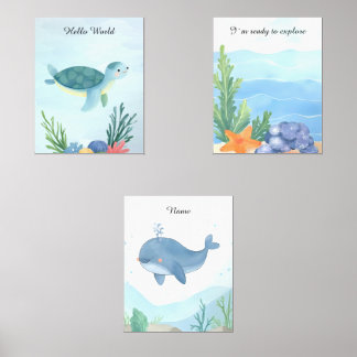 Ocean Baby Nursery Room Decor Wall Art Sets