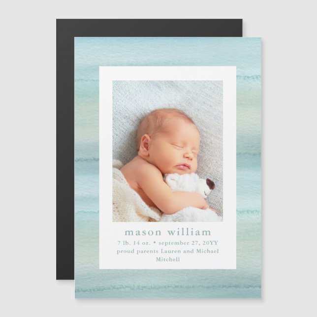 Ocean | Baby Photo Birth Announcement (Front/Back)