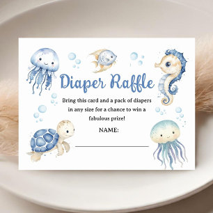 Ocean Baby Shower Boy Blue Diaper Raffle Enclosure Card