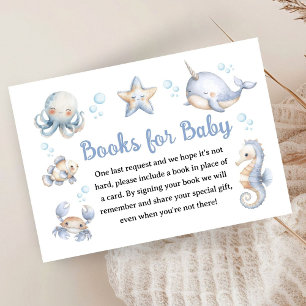 Ocean Baby Shower Boy Dusty Blue Books For Baby  Enclosure Card