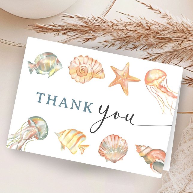 Ocean Baby Shower Gender Neutral Folded Thank You Card (Creator Uploaded)