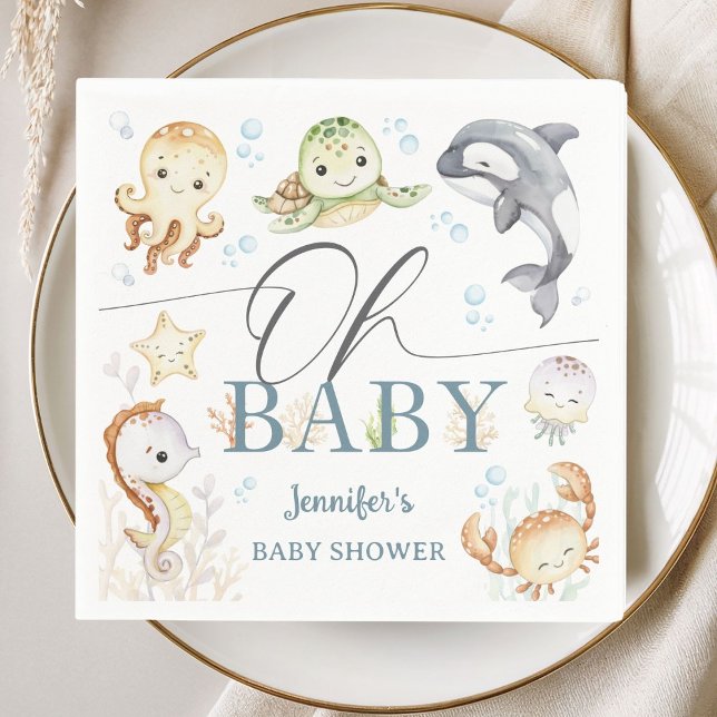 Ocean Baby Shower Gender Neutral Under The Sea Napkins (Creator Uploaded)