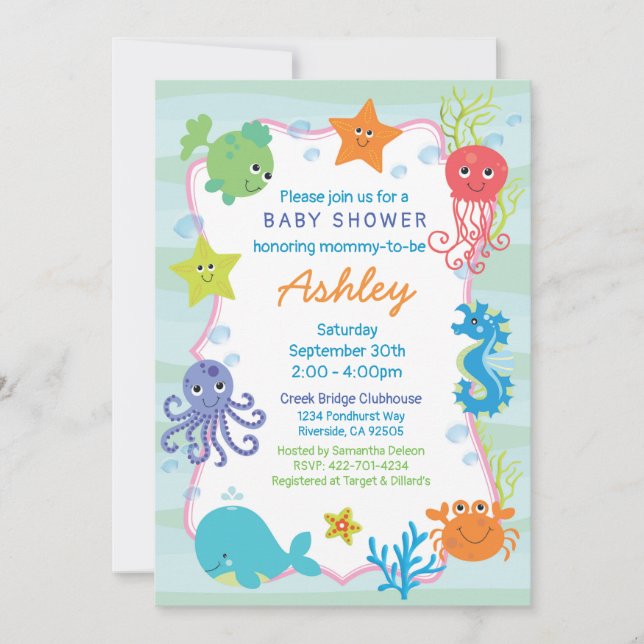 Ocean baby shower invitation (Front)