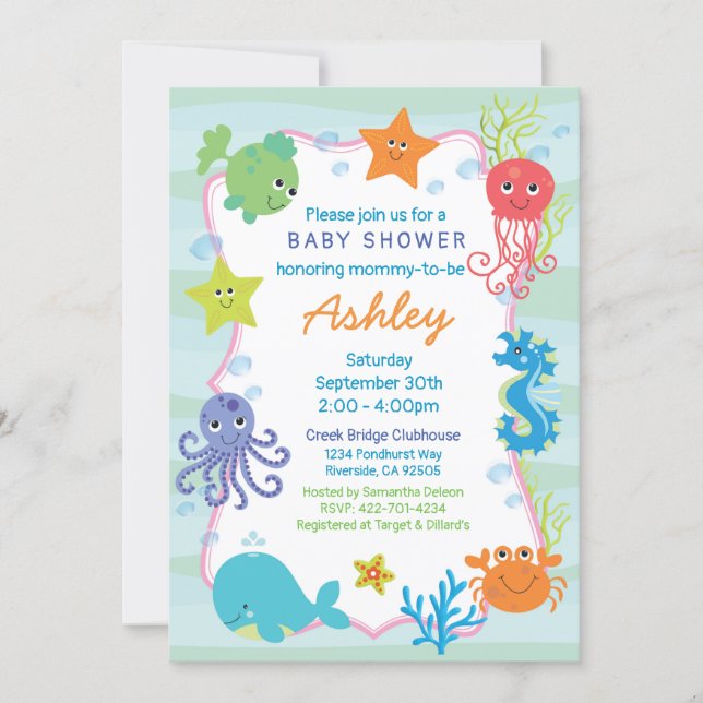 Ocean baby shower invitation (Front)