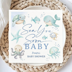 Ocean Baby Shower Sea You Soon Boy Paper Napkins