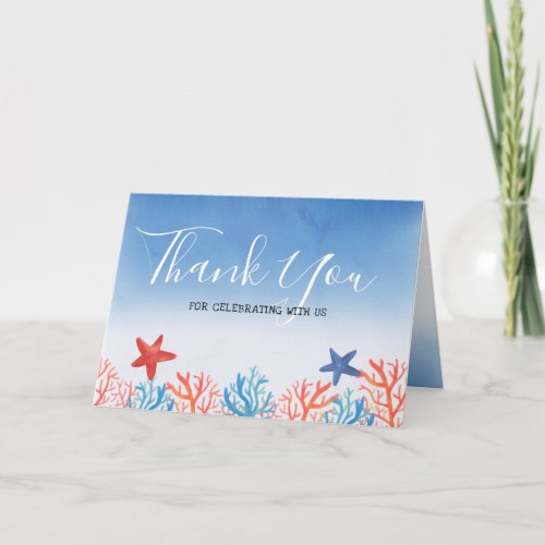 Ocean Baby Shower Watercolor Starfish Thank You