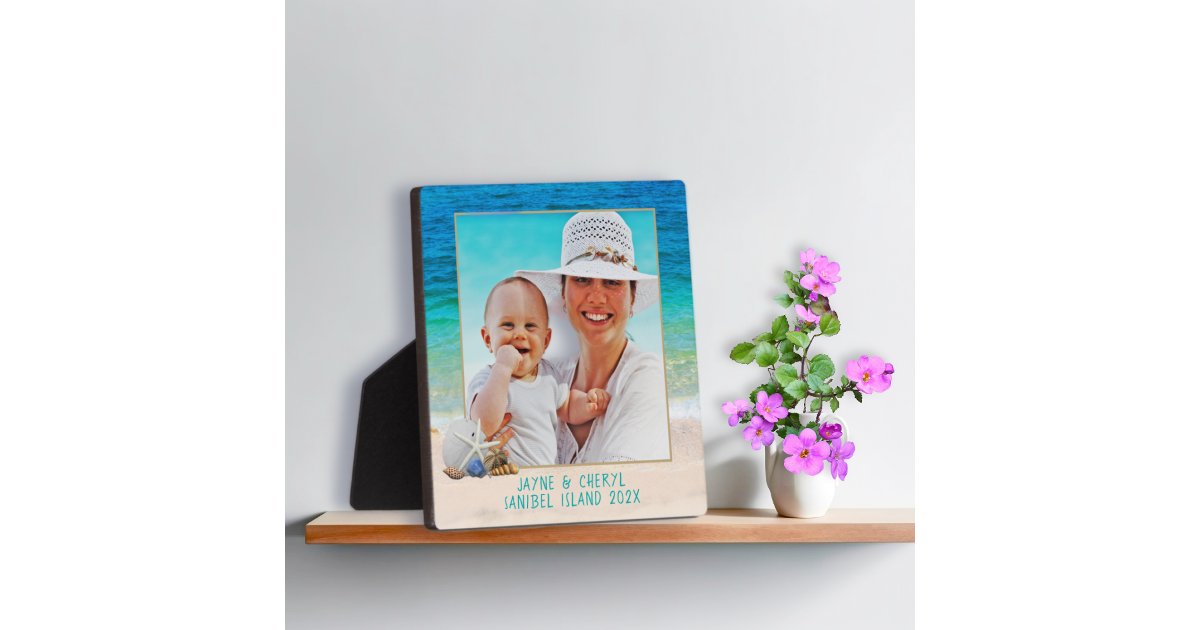 Ocean Background Seashells Standing Photo Frame | Zazzle