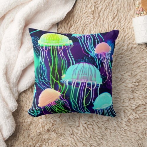 Ocean Ballet Jellyfish Throw Pillow