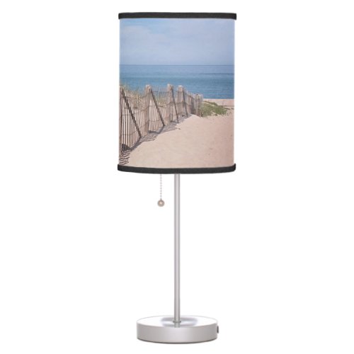 Ocean beach and beach fence table lamp