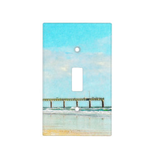 Ocean Beach and Fishing Pier Watercolor Light Switch Cover