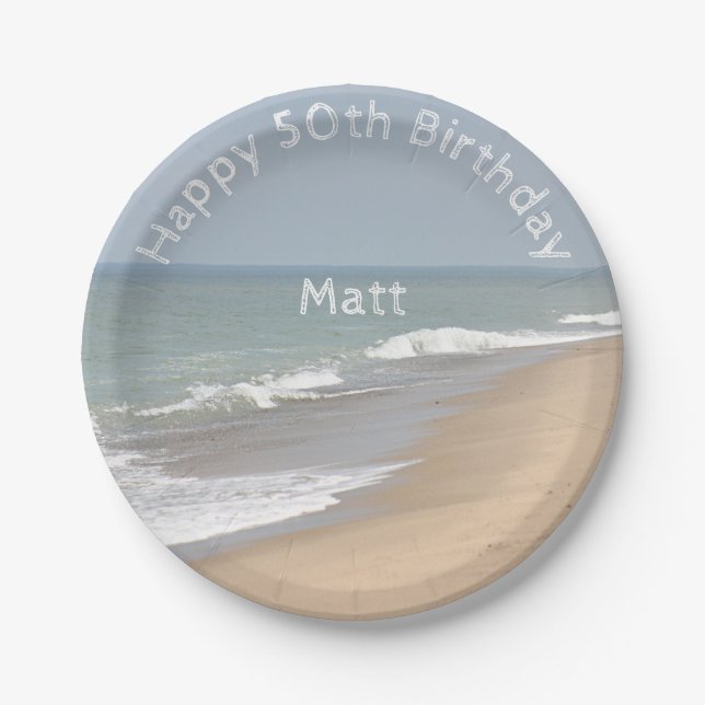 Ocean beach and waves paper plates (Front)