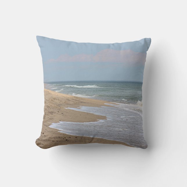Ocean beach and waves throw pillow (Front)