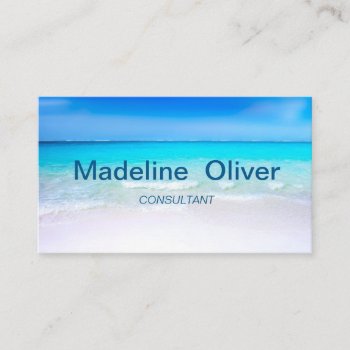 Ocean Beach Aqua Blue Sea Travel  Modern Business Card by Just_Fine_Designs at Zazzle