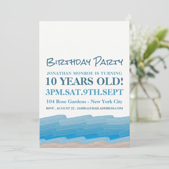 Ocean Beach Birthday Party Invitation (Standing Front)