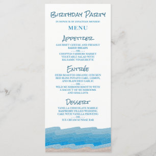 Ocean Beach Birthday Party Menu
