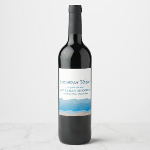 Ocean Beach Birthday Party Wine Label