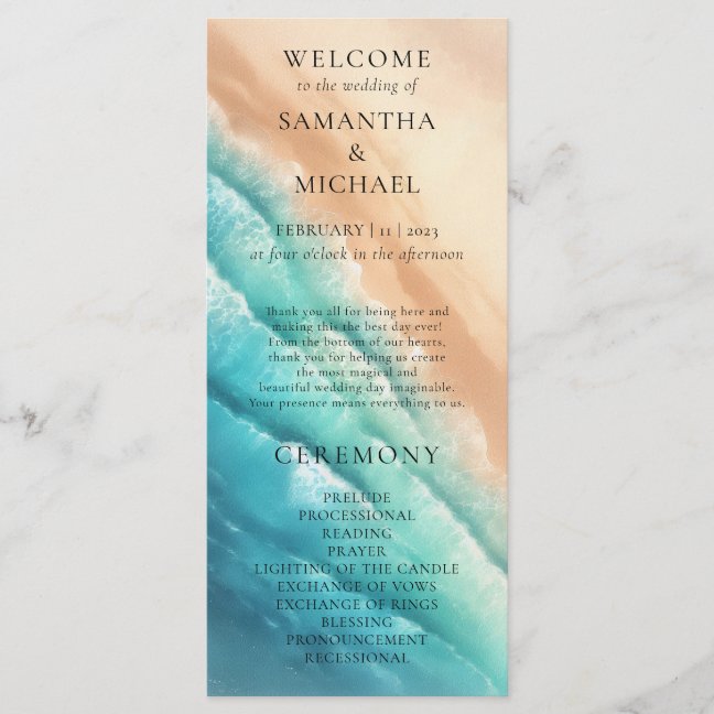 Ocean Beach Blue Earthtone Watercolor Menu