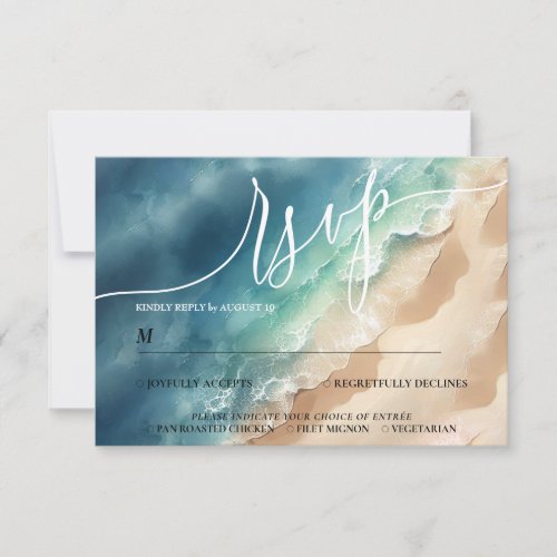 Ocean Beach Blue Watercolor Elegant RSVP