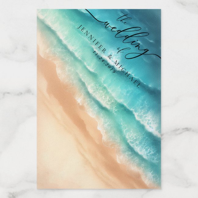 Ocean Beach Blue Watercolor Envelope Liner