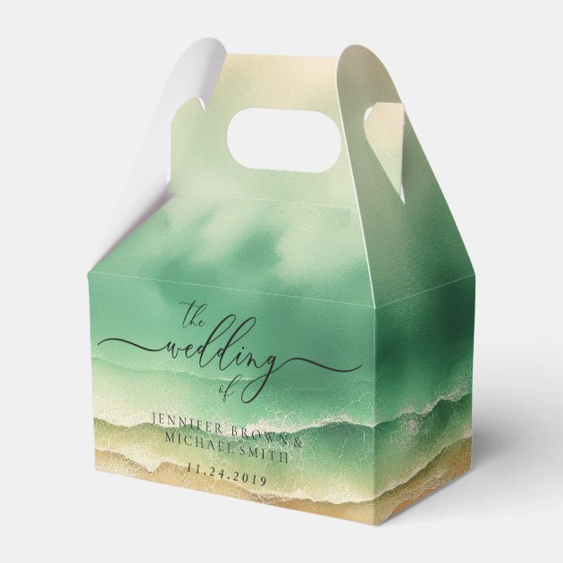 Ocean Beach Blue Watercolor Summer Sun Favor Boxes