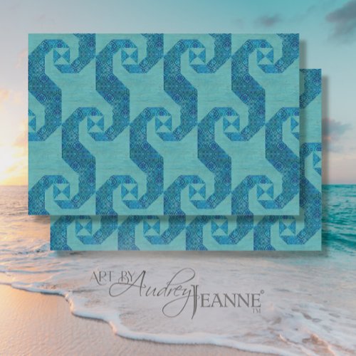 Ocean Beach Blue Waves Quilt Pattern Decoupage Art Tissue Paper