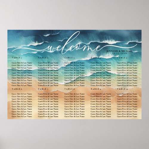Ocean Beach Celebration Welcome Seating Table Poster