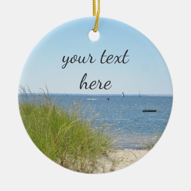 Ocean beach ceramic ornament (Front)