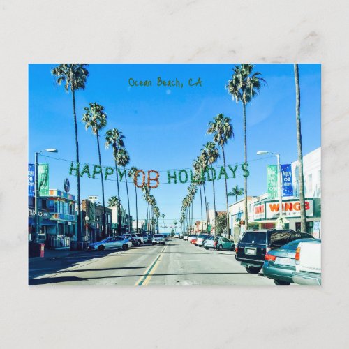 Ocean Beach Christmas Holiday Postcard