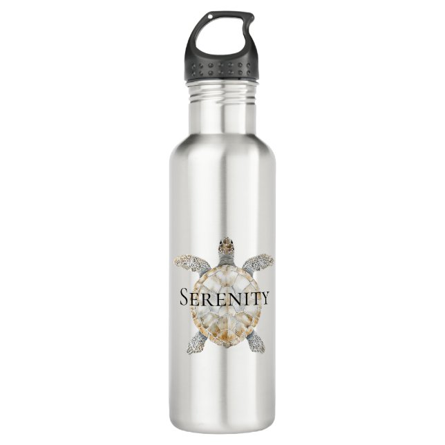 Ocean Beach Coast Sea Turtle Stainless Steel Water Bottle (Front)