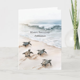 Ocean Beach Coast Sea Turtles Card